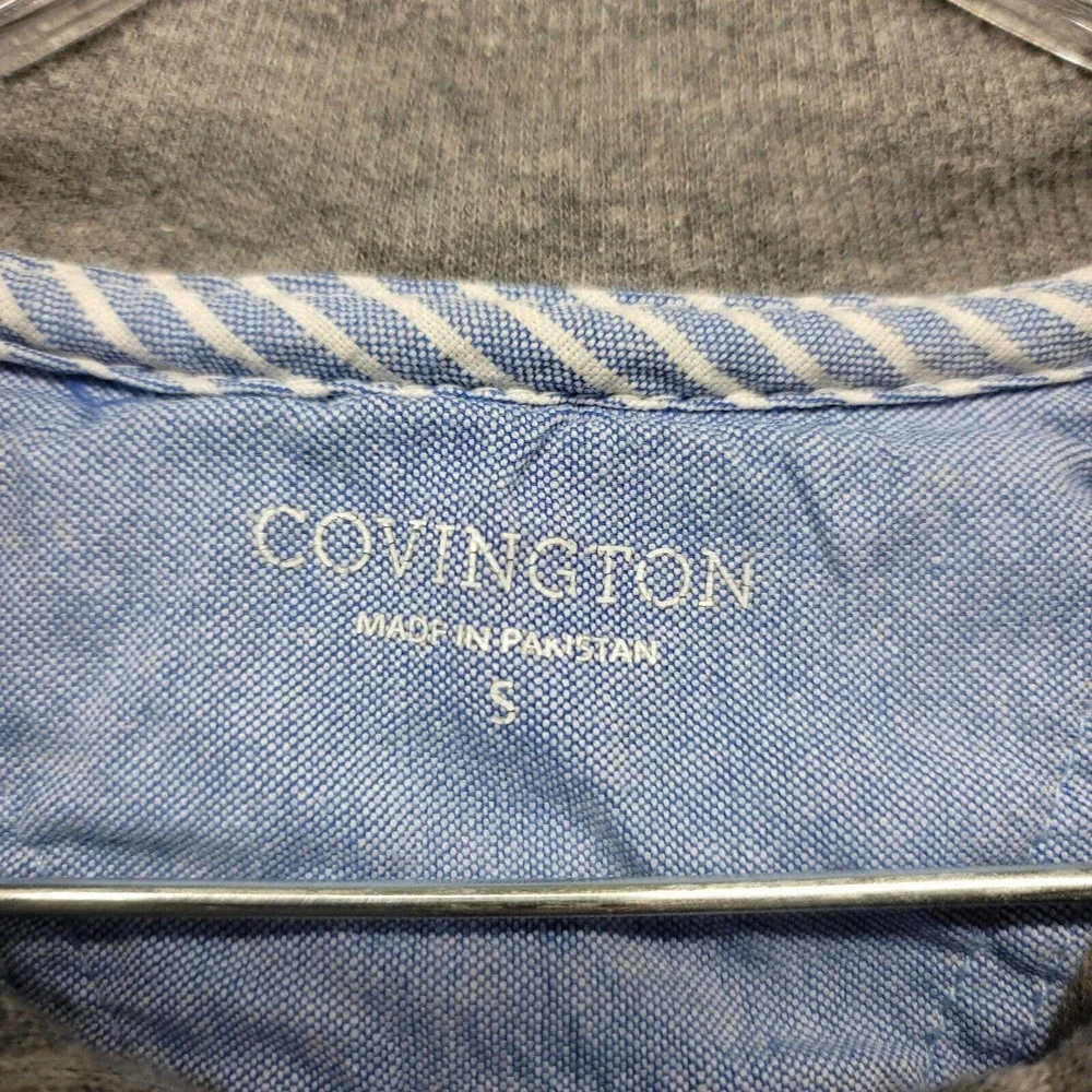 Covington sweater Men's Small button up mock neck pull over sweater‎ ribbed gray